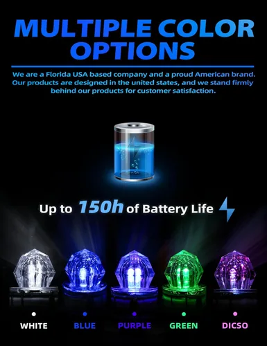 Vista 6 de BLUEWING 5pcs Diamond Fishing Lights LED Deep Drop Underwater Flashers Water-Activated Lighted Fish Lures for Swordfish, Tilefish, Halibut, Tuna