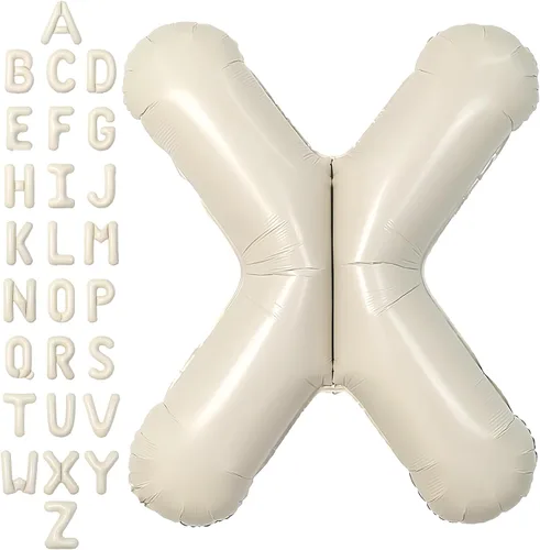 Vista 25 de SUWEN Globos de helio grandes de 102 cm (40 pulgadas) con letra S en color crema. Globos grandes de papel de aluminio con letra en helio, de A a Z.