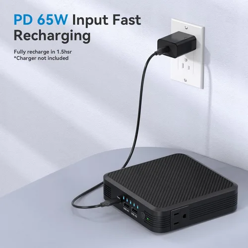 Vista 6 de Banco de energía portátil para laptop de 100 W, salida de CA, 72 Wh/20000 mAh con 65 W PD USB C cargador portátil para laptop, paquete de batería