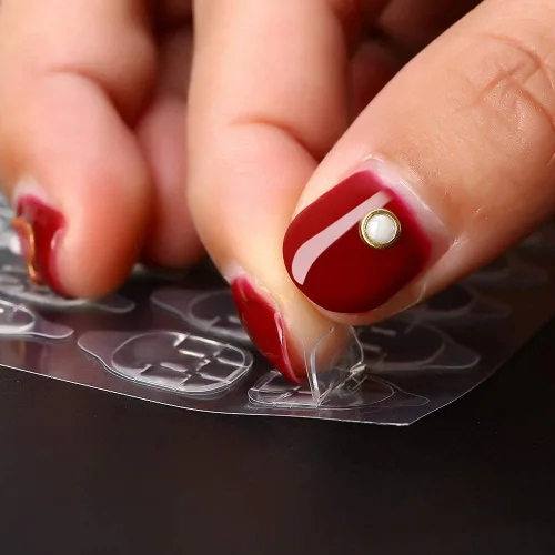 Vista 2 de Mwellewm 240 piezas de 10 hojas de pegamento de uñas de doble cara para uñas a presión, puntas de uñas postizas impermeables y transpirables