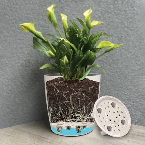 Vista 7 de Maceta de bambú con riego automático de 16 pulgadas, maceta rectangular ecológica para interiores y exteriores, maceta de bambú sostenible con Negro