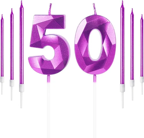 Vista 70 de Vela rosa de cumpleaños número 1 con 6 velas largas, decoraciones de decoración de pastel para fiesta de niña de 1 año, suministros de celebración