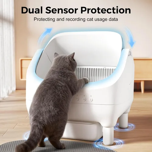 Vista 5 de Coziwow Caja de arena automática inteligente con parte superior abierta, caja de arena para gatos autolimpiante con control de aplicación