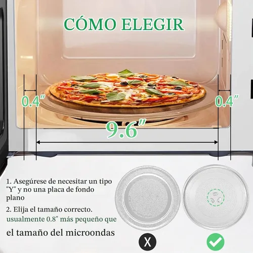 Vista 4 de Placa giratoria universal de vidrio de repuesto para microondas de 10.5 pulgadas Se adapta a LG, GE, Panasonic, Frigidaire, Farberware y más