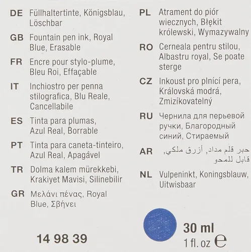 Vista 4 de Faber-Castell 149839 Botella de tinta lavable 1.0 fl oz azul rey Real
