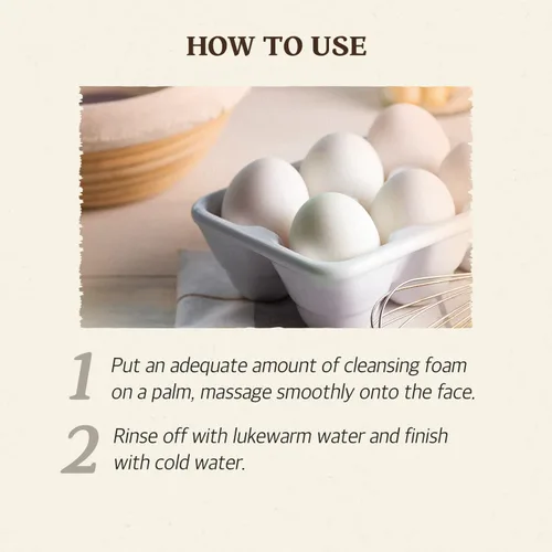 Vista 4 de SKINFOOD Egg Perfect Pore Cleansing Foam - Espuma limpiadora de poros 5.1 fl oz – Yema de huevo, albúmina contenida en albúmina – Elimina