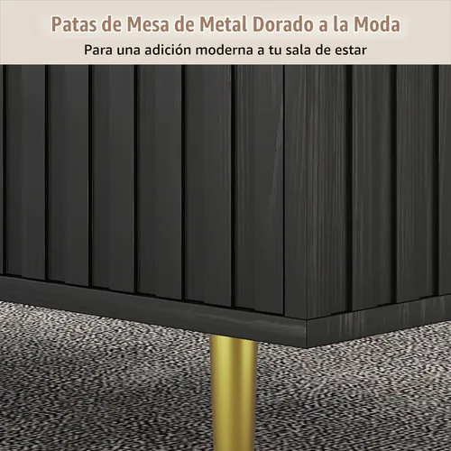 Vista 4 de HedoAjim Mesa de centro moderna con almacenamiento con 2 cajones grandes, mesa auxiliar rectangular negra para sala de estar, mesa de té acanalada