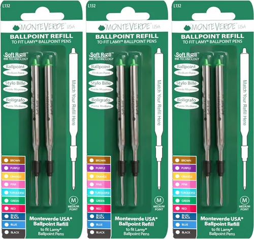 Vista 18 de Monteverde USA Soft - Recambios de bolígrafo para adaptarse a bolígrafos Lamy, tinta negra, punta media, escritura suave y confiable, paquete de 2