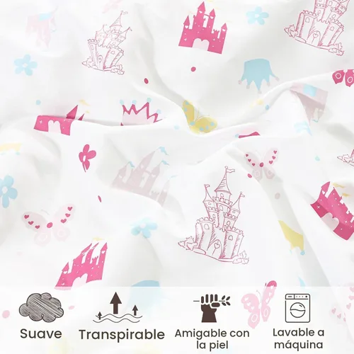 Vista 4 de PHF Juego de sábanas de moisés suave, paquete de 2 sábanas sedosas, cómodas y transpirables para bebés niños y niñas, ajuste universal para la Castle