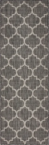 Vista 23 de Unique Loom Outdoor Trellis Collection Alfombra de Área (5' 1" x 8' Oval, Aguamarina/Gris)