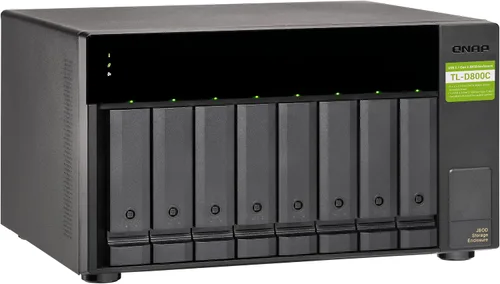 Vista 7 de QNAP TL-D800C Caja de almacenamiento JBOD de escritorio de 8 bahías con conectividad USB 3.2 Gen 2 Tipo-C