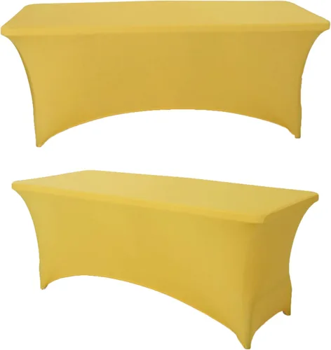 Vista 20 de Paquete de 2 manteles rectangulares de elastano de 4 pies, ajustables, elásticos, para bodas, fiestas, eventos, reuniones, cumpleaños, decoración