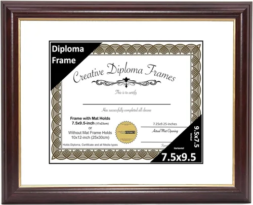 Vista 23 de Creative Picture Frames Marco para Diploma de Caoba con Borde Dorado de 12x16 pulgadas con Vidrio y Paspartú Negro y Colgadores de Pared Instalados