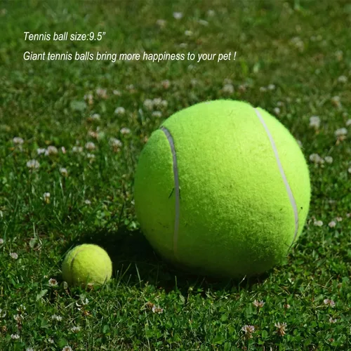 Vista 5 de Pelota de tenis grande para perros, pelotas de tenis gigantes inflables de 9.5 pulgadas, juguetes grandes para mascotas para deportes al aire