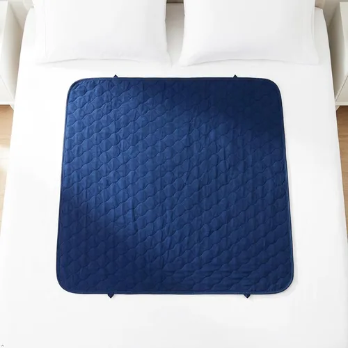 Vista 2 de Carebore - Almohadillas reutilizables para incontinencia de 34 x 36 pulgadas, paquete de 2, azul marino Extra Absorbent, Leakproof, Washable