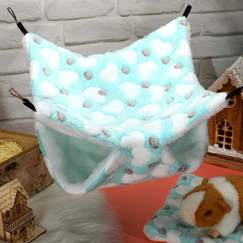 Vista 5 de Boao 2 piezas Hamaca para conejillo de indias y rata, Hamaca colgante para conejillo de indias, hámster, hurón, Accesorios para animales pequeños