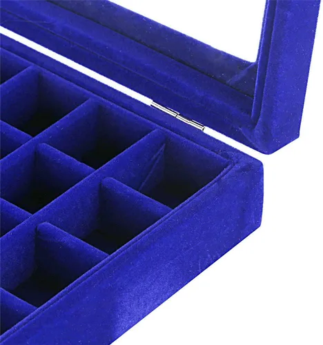 Vista 3 de MeJell - Joyero de terciopelo con 24 ranuras para anillos, aretes, bandeja de almacenamiento