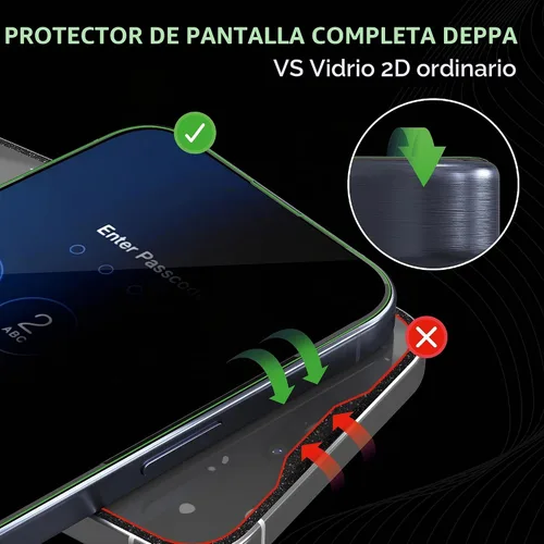 Vista 4 de Deppa Protector de pantalla de privacidad premium para iPhone 15 Pro (6.1 pies), vidrio templado de borde a borde, cubierta completa con bandeja