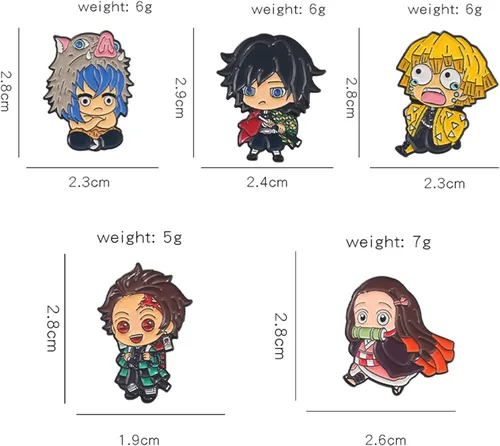 Vista 2 de Anime Slayer - Juego de pines de llavero Figuras de dibujos animados 9 Hashiras Mini Katana Sword Llaveros Esmalte Pin Joyería Hombres Mujeres