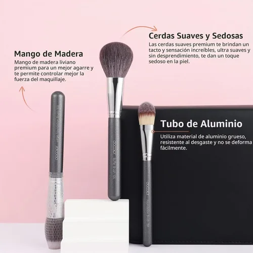 Vista 4 de docolor Professional 29Pcs Makeup Brush Set, Premium Goat Hair & Synthetic Fiber Blending Brushes for Foundation Powder Blush Concealer Eyeshadow