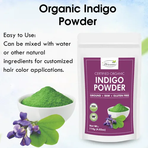 Vista 4 de Polvo índigo orgánico Tinte en polvo índigo Ideal para cabello negro y oscuro USDA Organic Polvo índigo para cabello Polvo orgánico