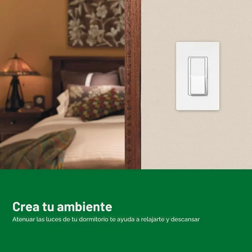Vista 6 de Lutron Diva LED+ Interruptor de atenuación, atenuador de paleta, un solo polo/3 vías Almendra