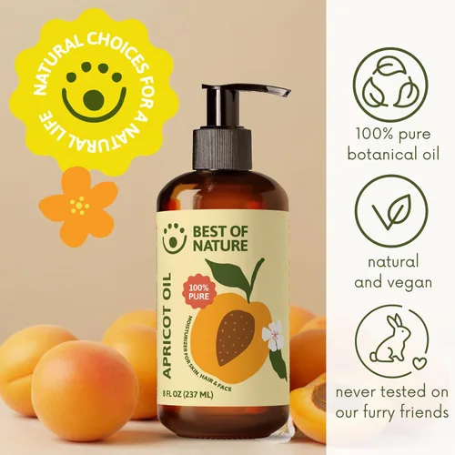 Vista 4 de Best of Nature Aceite de almendra de albaricoque 100% puro – Masaje ligero sin perfume y aceite corporal para piel, cara y cabello – Aceite portador