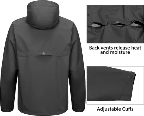 Vista 3 de Little Donkey Andy Men's Waterproof Rain Jacket Outdoor Lightweight Rain Shell Coat for Hiking, Golf, Travel