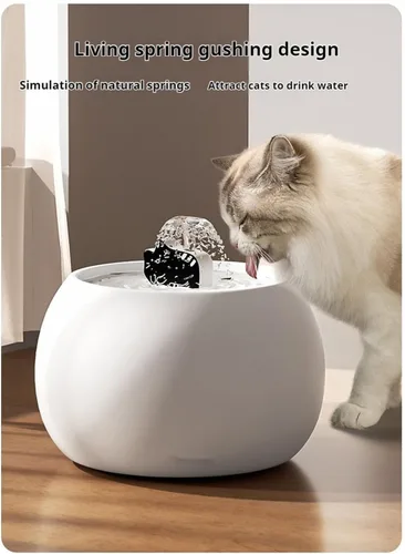 Vista 4 de Fuente de agua de cerámica para gatos, fuente de agua para gatos de 50 onzas / 1.5 litros para beber, fuente de agua para mascotas para gatos