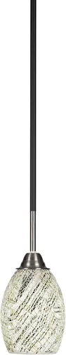 Vista 114 de Toltec Lighting Paramount - Mini colgante de 1 luz en acabado negro mate con cristal de arte perla de 7 pulgadas y estilo negro