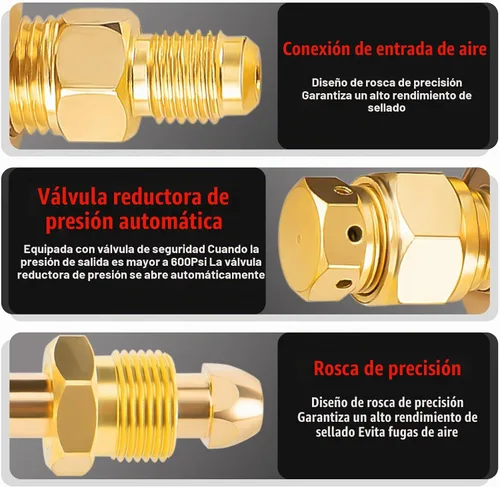 Vista 4 de Regulador de Nitrógeno CGA580 de Entrada, Conexión de Salida Abocinada Macho de 1/4 Pulgada, Mango de Servicio Pesado, Válvula de Alivio