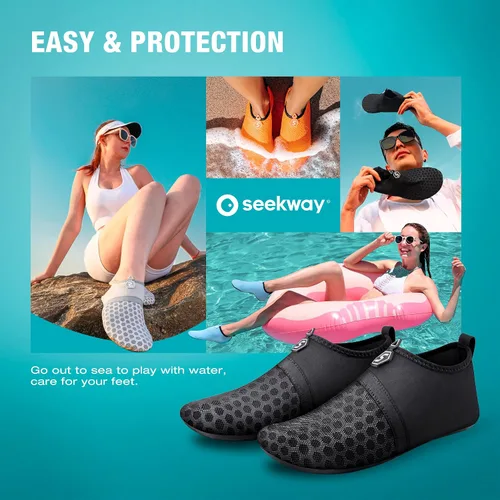 Vista 6 de SEEKWAY SK001 - Zapatos acuáticos de secado rápido para playa, piscina, natación, río, yoga, lago, surf, mujeres y hombres