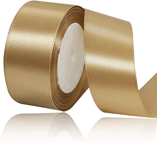 Vista 118 de Cinta de Satén Beige de Color Sólido, 1-1/2 Pulgadas x 25 Yardas, Cinta de Satén de Tela para Envolver Regalos, Manualidades, Hacer Lazos