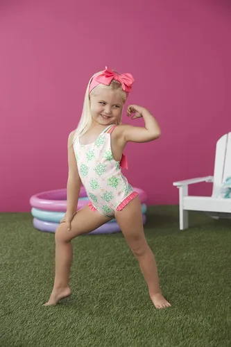 Vista 3 de Mud Pie Girls Baby One Piece Swimsuit and Headband Set