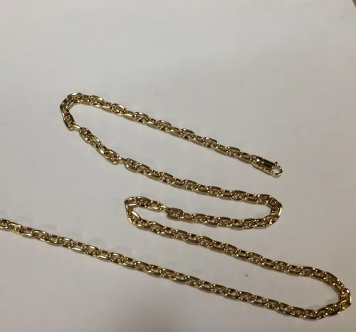 Vista 7 de TEX Pulsera de eslabones marineros de ancla hecha a mano de oro amarillo macizo de 14 k, 8 pulgadas, Oro, Sin piedra