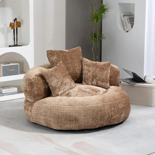 Vista 5 de Sofá sin huesos, sofá de burbujas de gran tamaño, sofá puff de chenilla, silla perezosa para dormitorio y sala de estar, silla individual