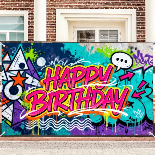 Vista 10 de Nuxovilar - Cartel de feliz cumpleaños de baloncesto neón de 71 x 43 pulgadas Fondo de baloncesto neón de alta energía para noches