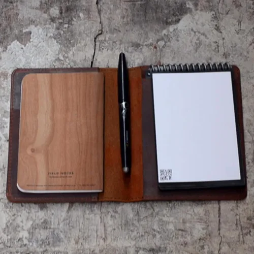 Vista 3 de JJNUSA Funda compatible con Rocketbook Mini Cover Smart Business hecha a mano de cuero genuino envejecido, funda para cuaderno portátil para Marrón