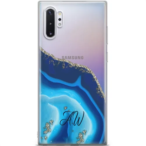Vista 5 de Mertak Funda compatible con Samsung Galaxy A73 A72 5G A71 A70 A53 A52 A32 A50 A21s cubierta ligera azul flexible diseño silicona TPU monograma