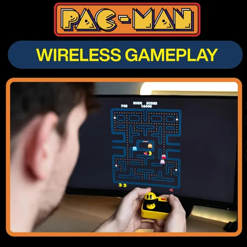 Vista 5 de Fizz Creations PAC-MAN Plug & Play. Retro Gaming Arcade Game. Wireless controller. HDMI cable included. Classic Pac Man Gameplay.