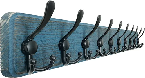 Vista 46 de Dseap Perchero de Pared Montado - 5 Ganchos Triangulares, Resistente, Perchero de Pared de Madera para Abriggos, Sombreros, Chaquetas, Ropa, Negro