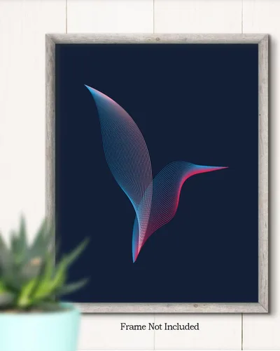 Vista 2 de Moiré Hummingbird Home Decor - Minimalist Bathroom Decor Wall Art - Teen Room Decor - Great Gift for Men, Women and Kids - 11x14 unframed print