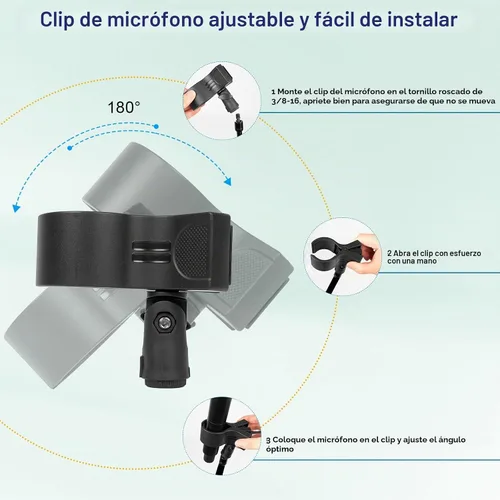 Vista 4 de Mippko Soporte para micrófono, 21.5 pulgadas de largo, flexible, ajustable, brazo mágico, súper abrazadera de cangrejo, clip de micrófono de 3/8"-16