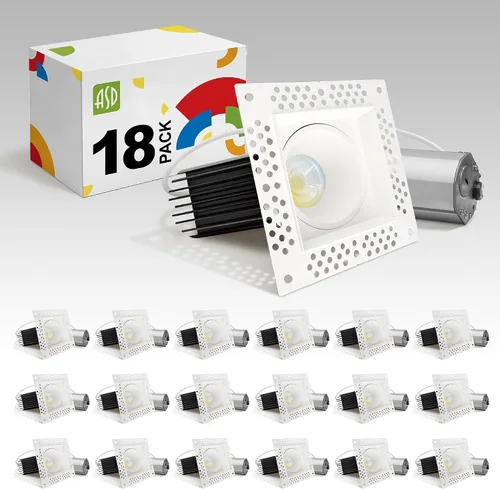 Vista 22 de ASD Sin moldura de 2 pulgadas de luces LED empotradas, 8W 120V redondas para uso comercial, luces regulables sin lata para techo con caja