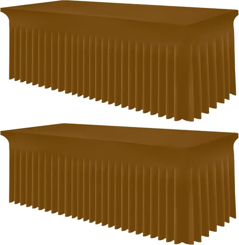 Vista 19 de Smiry Mantel de Spandex, Mantel Elástico Ajustable Extensible para Mesas Rectangulares de 6 Pies, Falda Cubierta de Mesa Impermeable y Lavable