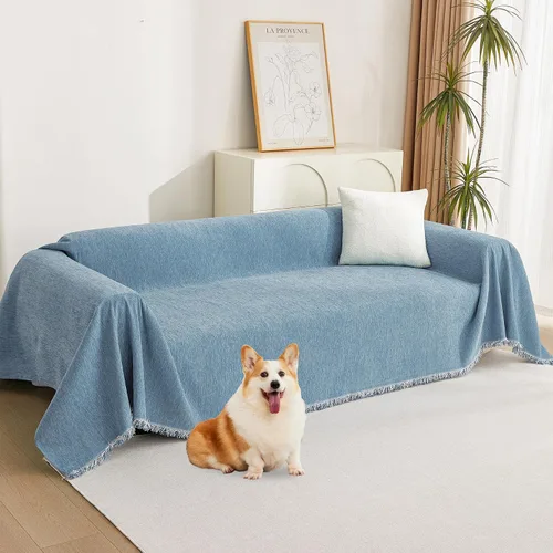 Vista 13 de MYSKY HOME - Funda extragrande para sillón de 1 cojín, lavable, protector de sofá con borlas, para mascotas y niños, 71 x 91 pulgadas, color beige