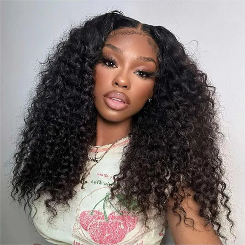 Vista 23 de Pelucas de cabello humano rizado marrón chocolate con encaje frontal, prearrancadas de 13 x 4 pulgadas, pelucas de encaje frontal HD de onda