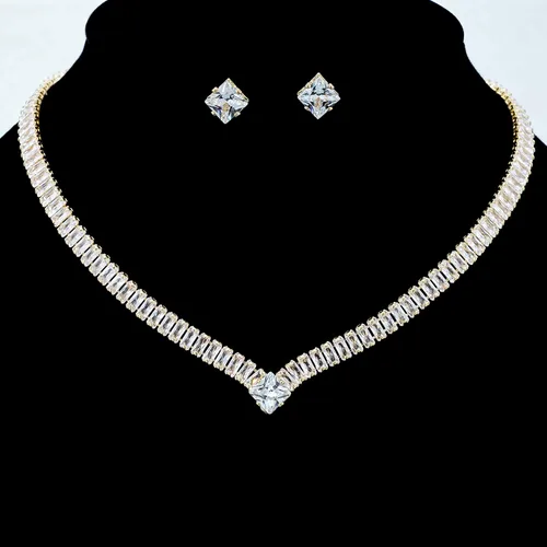 Vista 6 de huiphong Juego de joyas de novia para mujer, collar de boda, joyería hipoalergénica para fiesta, circonita cúbica AAA blanca brillante, adecuado