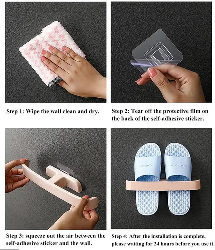 Vista 3 de Zapatero montado en la pared, zapatero colgante para puerta, soportes autoadhesivos para montar en la pared, estante colgante para baño, caja