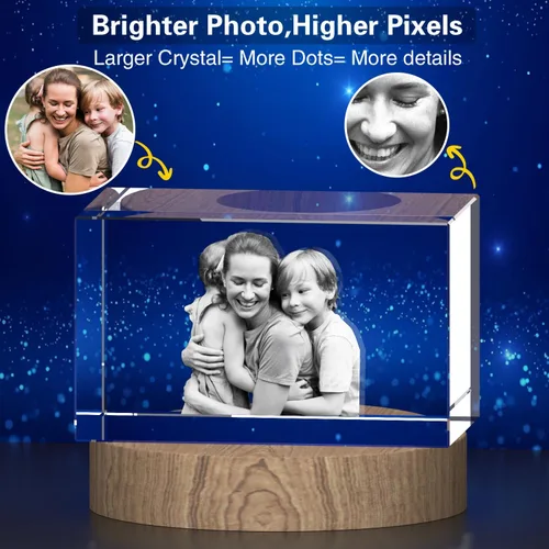 Vista 4 de Foto de cristal 3D, regalos personalizados para mujeres, ella, esposa, hombres, mamá, marido, gran regalo personalizado con tu propia foto